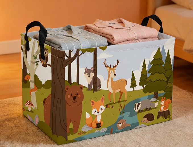 Rectangular Kids Baskets Animal Basket Cute Storage Bins Organizer Box Boys Room Decor for Home.(Green animal) - Image 5