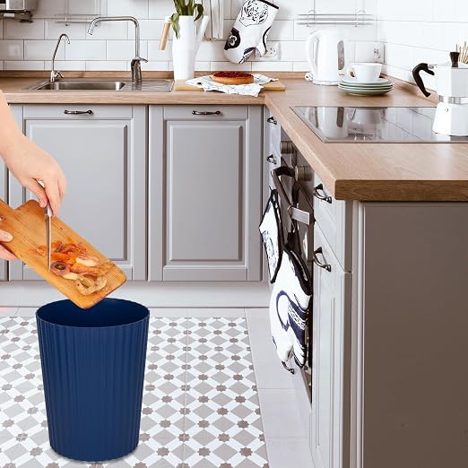 JiatuA Small Trash Can Plastic Wastebasket Round Garbage Container Bin for Bathroom, Kitchen, Bedroom, Home Office, College Dorm, Navy Blue - Image 7