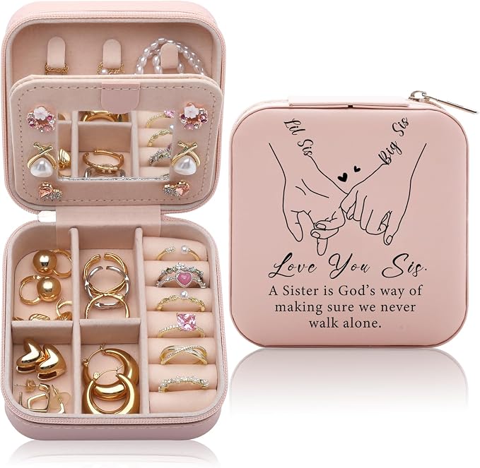 Sister Gifts for Women Jewelry Box, A Sister is God's Way of Making Sure We Never Walk Alone, Mother's Day Gift for Sisters Jewelry Case, Birthdays Christmas Gifts for Sisters Jewelry Organizer by WelcometoCEASQVAA