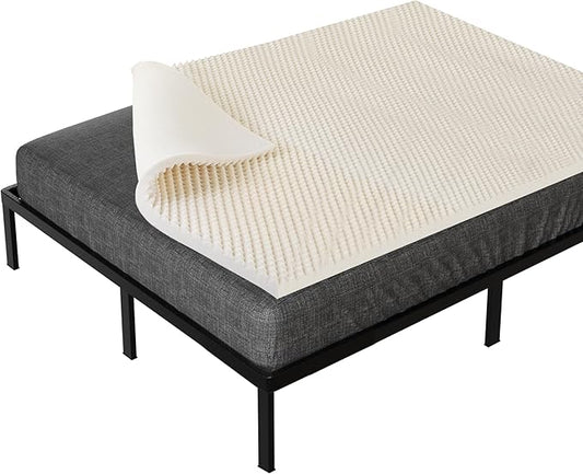 Treaton, 1-Inch Convoluted Copper-Infused Memory Foam Mattress Toppers, Cooling and Pressure Relieving with Airflow Design, Twin, Beige
