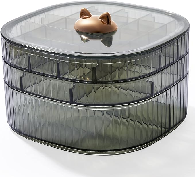 Sunkaioo Earring Organizer,Stackable 3-Layers Clear Jewelry Box with Lid,Stud Earring Organizer for Women Girls,Earring Box Display Holder for Earrings Ring Studs Bracelet Necklace Crafts(Green) - Image 8