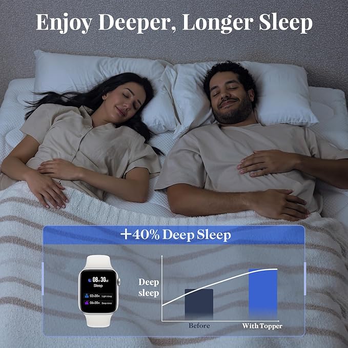 OhGeni Cooling 4 Inch Twin XL Dual Layer Mattress Topper, 2 Inch Gel Memory Foam,2 Inch Soft Pillow Top Pad, College Dorm Essentials Bedroom Mattresses Cover, Comfortable Sleep and Back Pain Relief