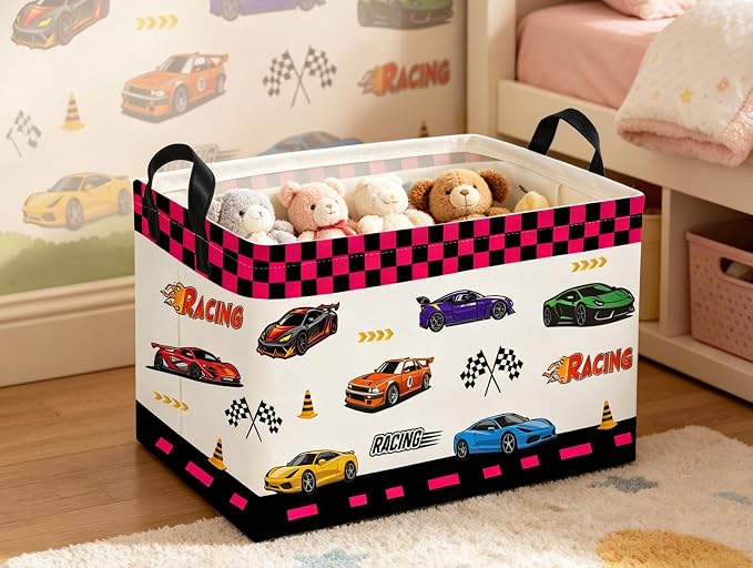 Rectangle Kids Baskets Car Basket Cute Storage Bin Organizer Boys Box for Room Decor Gift Basket(Car) - Image 4
