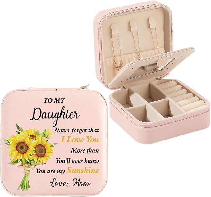 Daughter Gifts To My Daughter Sunflower Jewelry Box Valentines Mothers Day Birthday Gifts for Daughters from Mom Christmas Graduation Gift for Daughters Adult Portable Travel Jewelry Case by Unknown