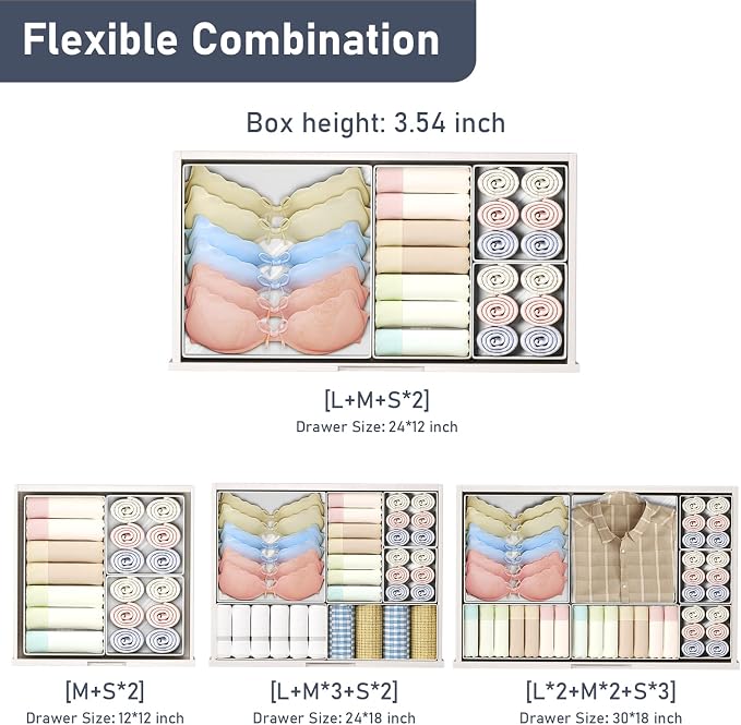 DIMJ Drawer Organizer Clothes - 30 Pack Closet Drawer Organizer Bins for Baby Clothes Storage, Fabric Dresser Organizer for Nursery Bedroom, Foldable Small Drawer Dividers for Underwear Socks - Image 4