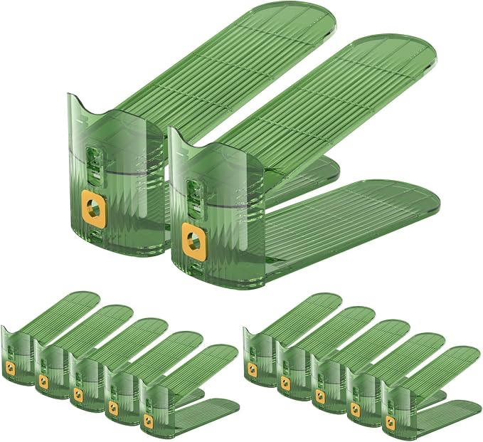 CiBiZi Clear Shoe Slots Organizers 12Pack Shoes Stacker Organizer for Closet Shoe Stackers for a Pair of Shoes Shoe Display Shelf Shoe Rack Holders Space Saver Organizador de Zapatos (Green) by CiBiZiUS