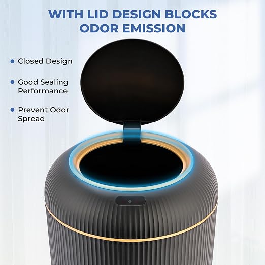 Pukomc Smart Sensor Wastebasket, Convenient and Hygienic Easy to Use, Technology Sensor Waterproof Wastebasket Plastic Trash can for Kitchen, Bathroom, Bedroom, Living Room, Office and Outdoor Black - Image 4