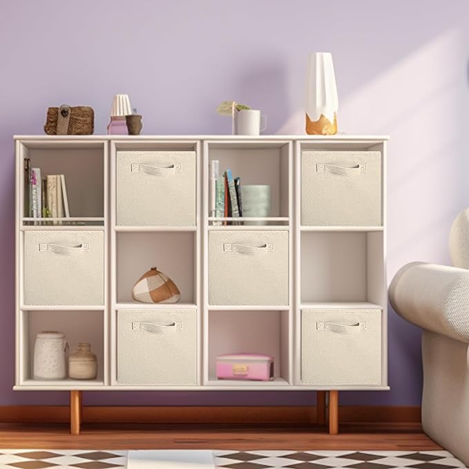 ShellKingdom Storage Bins, Foldable Fabric Storage Cubes And Cloth Storage Organizer Drawer For Closet And Toys Storage,2 Pack (Beige) - Image 3