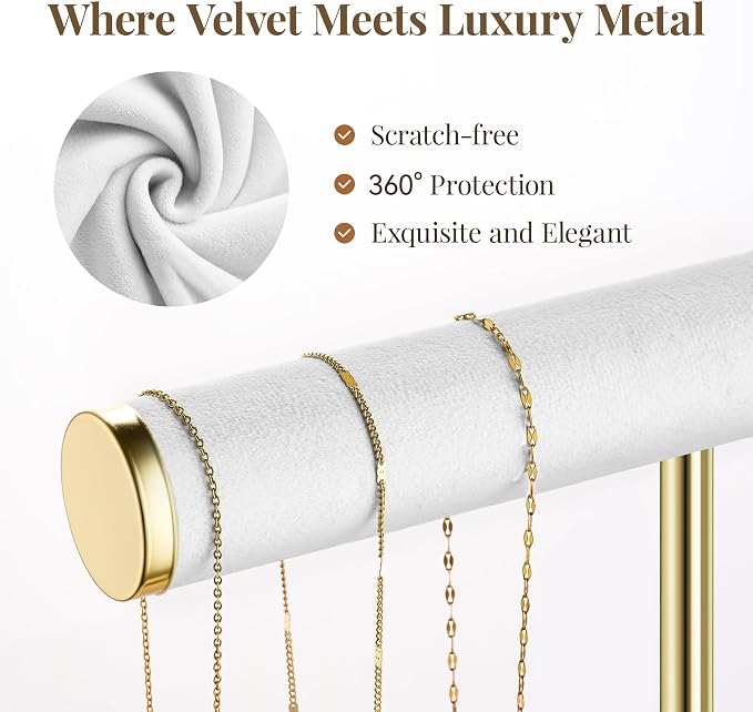 bussdis 3 Tier Bracelet Holder Display - Detachable T Bar White Velvet Bracelet Holder, Jewelry Holder Organizer for Bracelet, Necklace, Earrings, Rings - Image 3