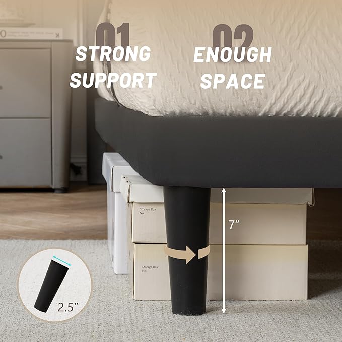 Full Bed Frame with Headboard, Bed Frame Full Size with Sturdy Wooden Slats Support, Platform Frame with Velvet Upholstered Headboard, Mattress Foundation, Easy Assembly, No Box Spring Needed Black