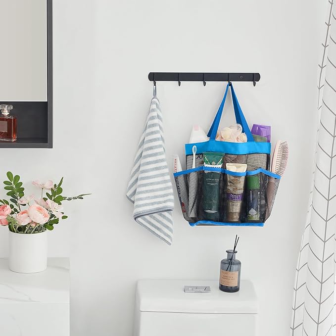 Lifewit Mesh Shower Caddy Portable for College Dorm Room Essentials with 7 Pockets, Freestanding Hanging Organizer Basket, Quick Dry Tote Bag for Camping, Bathroom, Beach, Travel, 1 Pack, Blue - Image 7