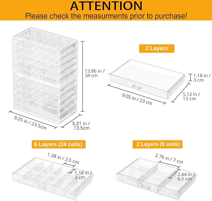 ProCase Acrylic Earrings Holder Organizer Box, Large Clear Earring Jewelry Storage Transparent Stackable Drawers Jewelry Display for Earring Ring Bracelet -Clear, 10 Layers - Image 5
