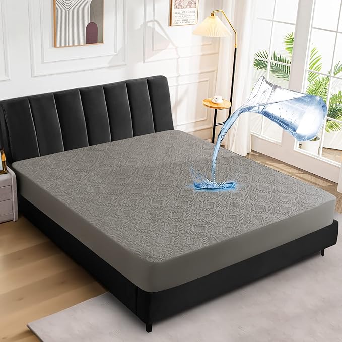 Sufdari Waterproof Mattress Protector, Full Quilted Fitted Mattress Cover, Breathable & Noiseless Mattress Pad, Ultra Soft Bed Cover Fitted Sheet Fits Up to 8-18" Deep Pocket