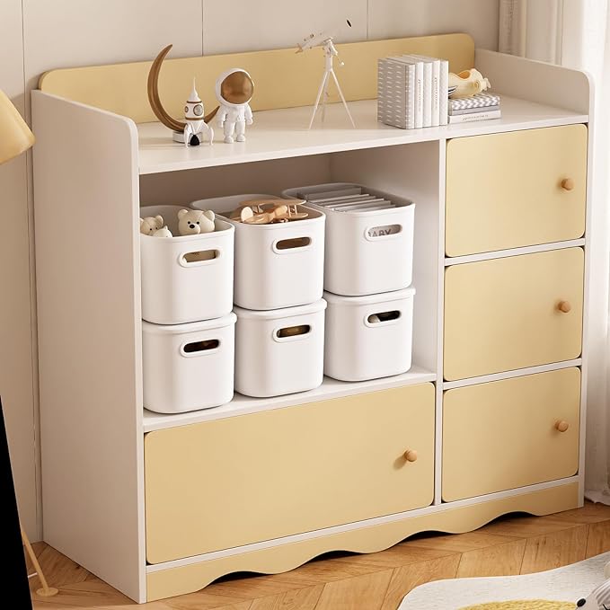 6 Pack White Storage Bins with Lids Stackable Storage Container for Organizing, Small Storage Boxes with Handle for Shelves, Cute Organizer Bins for Craft, Snacks, 9.85x6.9x5.7 inch - Image 6