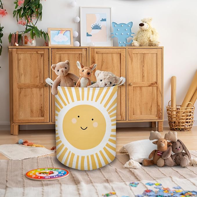 Cute Sunshine Laundry Basket, Boho Sunshine Nursery Waterproof Collapsible Laundry Hamper Dirty Clothes Storage Toy Bin Organizer for Toddler Baby Kids Room Bedroom Bathroom College Dorm - Image 5