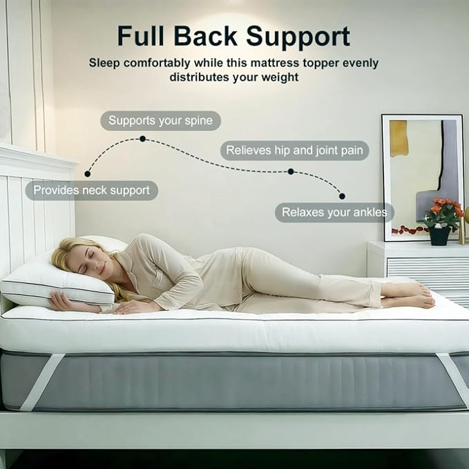 5 Inch Memory Foam Mattress Topper Twin, 2000GSM Shredded Memory Foam Pillow Top, Plush Support for Back Pain Relief, Extra Thick & Breathable, Dorm & Guest Room Essential