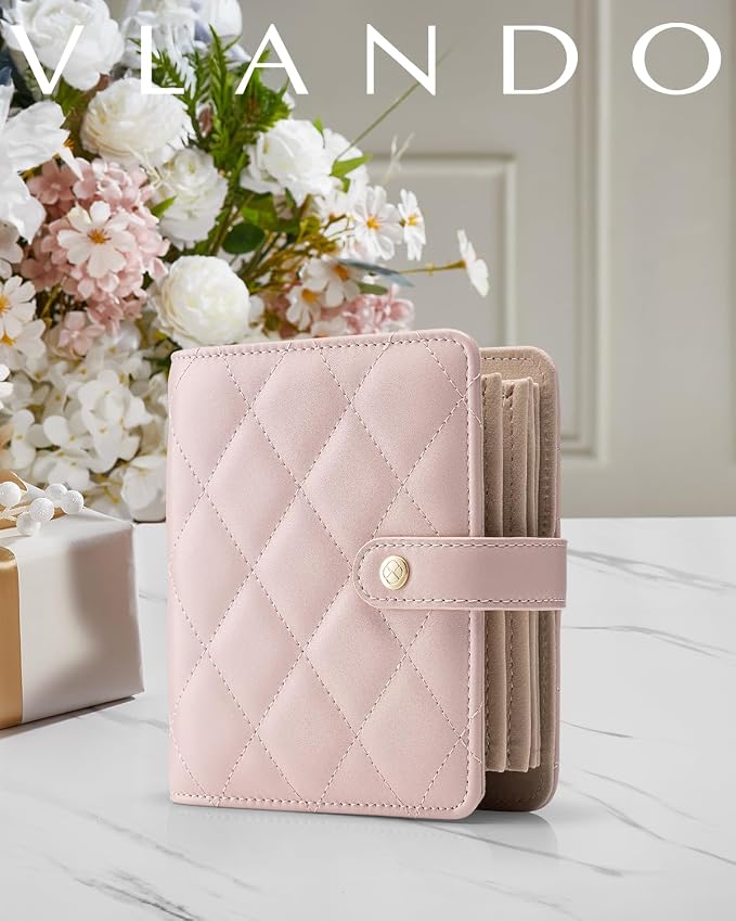 VLANDO Travel Jewelry Organizer Case,Travel Gifts for Women,Portable Jewelry Storage Book Ring Binder with Clear Zipper Velvet Jewelry Pouch Bag-Pink - Image 2