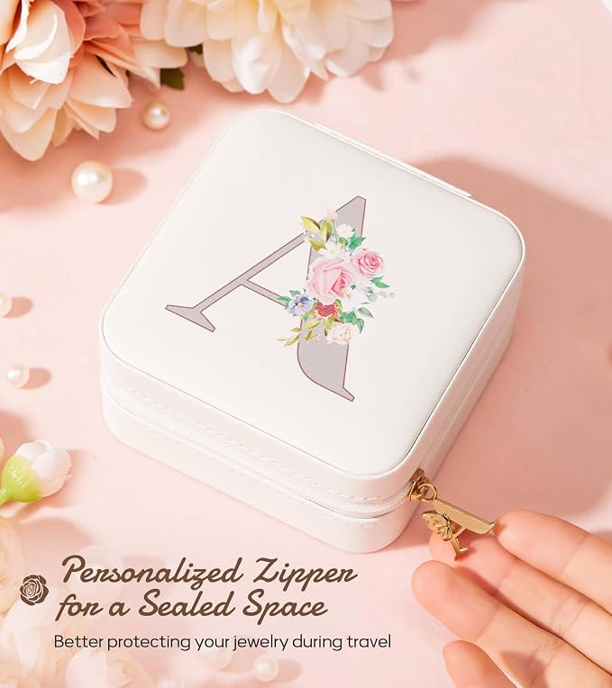 Enthralite Travel Jewelry Box for Girls: Traveling Ring Case Gift for Women - Mini Organizer for Necklaces Earrings White A - Image 4