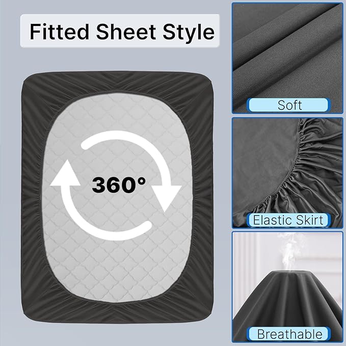 King Mattress Protector, Waterproof Mattress Cover with 18" Deep Pocket Bed Cover, Fitted Sheet Style Noiseless Breathable Machine Washable, Dark Gray (76"x80")