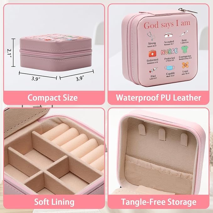 GAOLZIUY Nurse Jewelry Box Gifts for Women, Nurse Week Practitioner RN Graduation Appreciation Gifts for Nursing Students, Medical Assistant, God Says I Am Jewelry Case for Nurses Female - Image 3