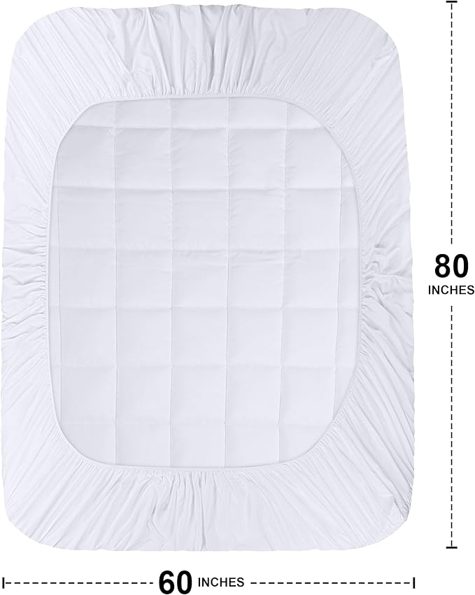 Utopia Bedding Queen Mattress Pad, Quilted Fitted Premium Mattress Protector, Deep Pocket Cover Stretches up to 16 Inches, Fluffy Pillow Topper (60x80 Inches, White)