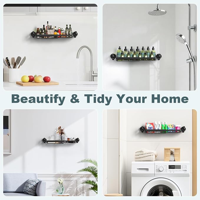 JOTPE Shower Caddy Suction Cup, Expandable Suction Shower Shelf with Large Capacity, Heavy Duty Shower Organizer Powerful Max Hold 22lbs, Removable Waterproof Metal Basket for Bathroom Kitchen Storage - Image 7