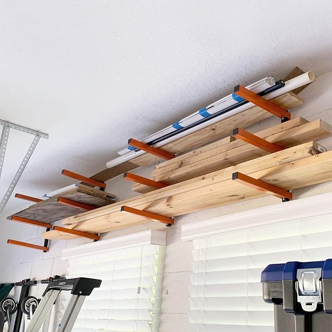 Ultrawall Wall Mount Wood Organizer and Lumber Storage Metal Rack with 3-Level - Indoor & Outdoor Use, 2 Pack - Image 2