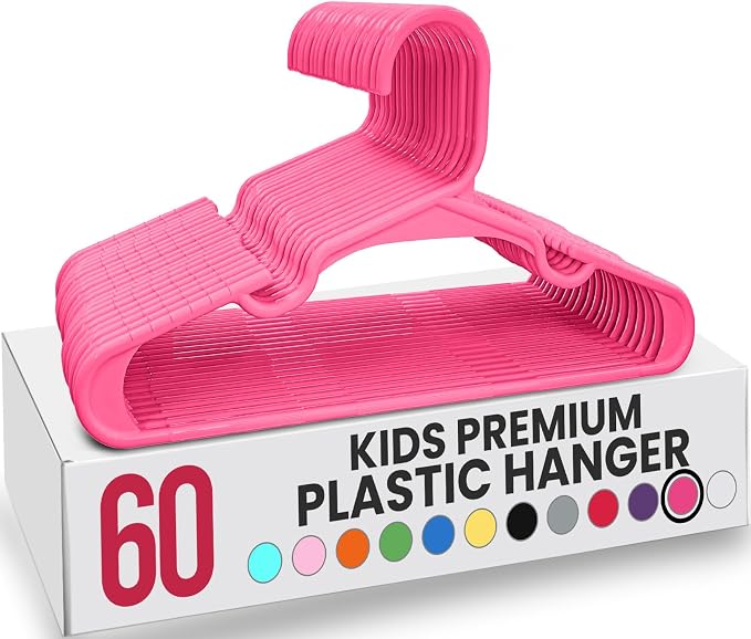 Utopia Home 60 Pack Kids Hangers - 11.5 Inch Plastic Baby Hangers for Closet - Childrens Hanger for Clothes & Infant Hanger for Closet - for Everyday Standard Use (Pink) by UTOPIAHOME