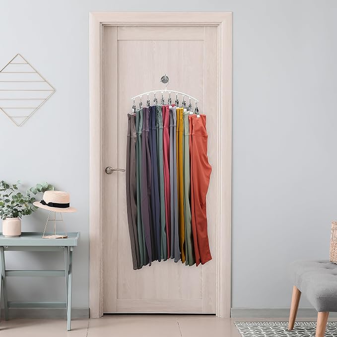 Legging Organizer for Closet, Metal Yoga Pants Hanger w/Rubber Coated 2 Pack w/10 Clips Hold 20 Leggings, Hangers Space Saving Hanging Closet Organizer for Closet Organizers and Storage-White - Image 6