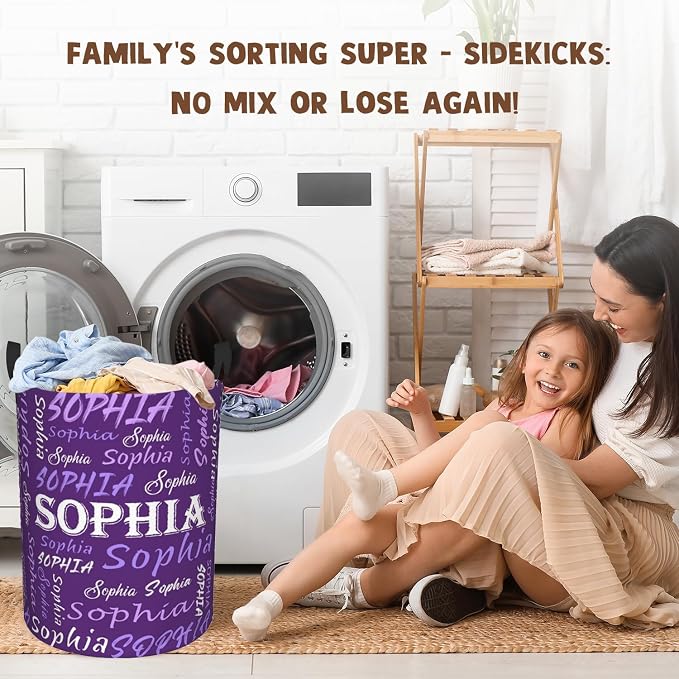 Custom Name Laundry Hamper, Personalized Laundry Basket with Name for Baby Boys Girls, Customized Collapsible Dirty Clothes Hamper Storage with Handles for Bedroom Bathroom Dorm Room Decor - Image 5