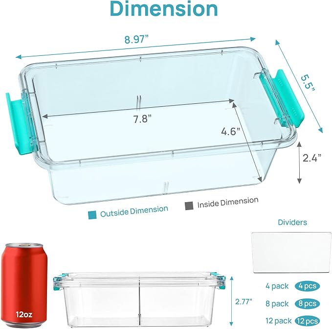 Vtopmart 8 Pack 1.5Qt Clear Pencil Box with Removable Divider, Plastic Pencil Case Crayon Box, Stackable Storage Containers with Lid for Pen, Art Craft, Back to School Teacher Supplies - Image 2