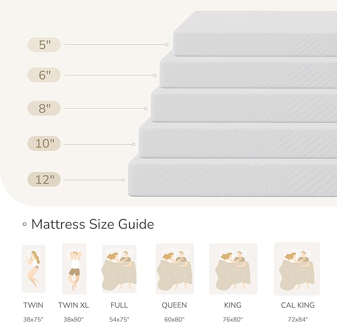 MLILY Queen Mattress in a Box, 12 inch Mattresses for Platform Bed Double Size Daybed, Green Tea Memory Foam Mattress for Cool Sleep & Pressure Relief, Medium