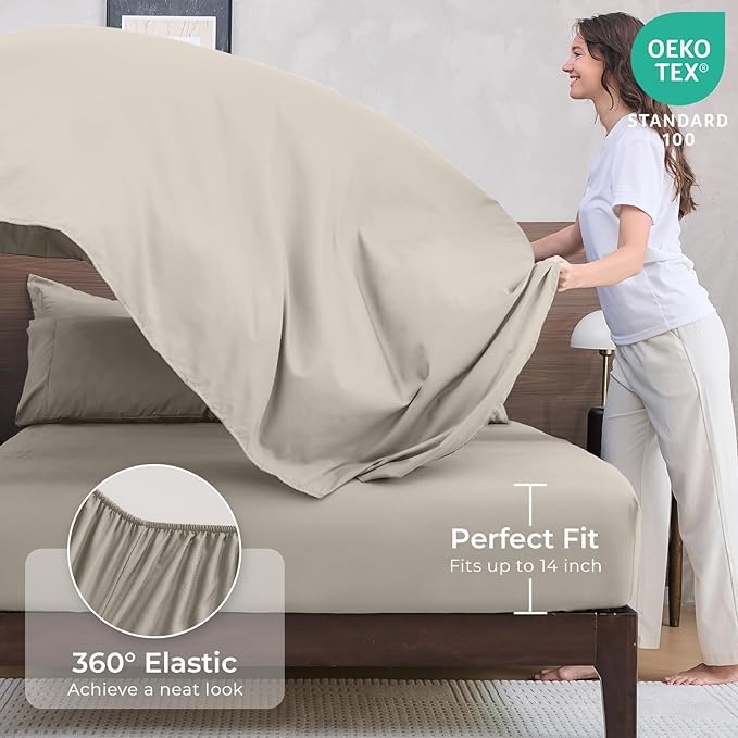 HEVUMYI Linen Twin Comforter Set - 5-Piece All Season Bed in a Bag Twin, Ultra Soft Bedding Set with Comforter, Flat Sheet, Fitted Sheet, Pillowcases, Pillow Shams