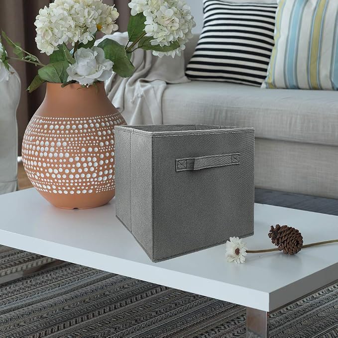 EBIGIC Storage Cubes Collapsible fabric Storage bins,cube storage organizer 10.5 * 10.5 * 11 inch,For home and office Collapsible Closet Shelf Organizers, Drawer Organizers(Grey) - Image 5