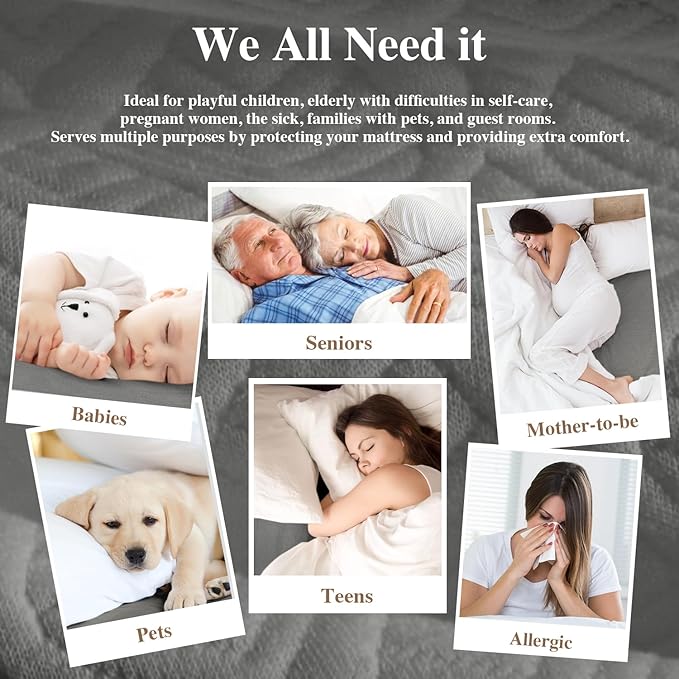Twin Mattress Protector 2 Pack, Waterproof Mattress Pad Washable Rayon Mattress Cover Breathable Noiseless Bed Protector 3D Patterns 5" - 21'' Elastic Fitted Deep Pocket(Dark Grey)