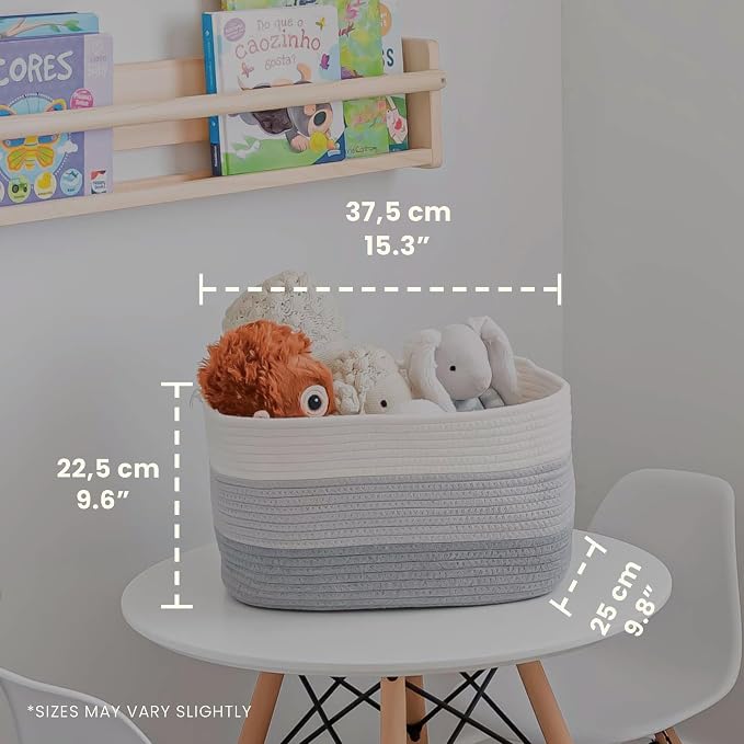 OrganiHaus Rope Baskets for Shelves - Set of 3 Woven Storage Baskets for Organizing, Closet & Toy Storage - 3-Toned Gray - 15x9x10 - Image 2
