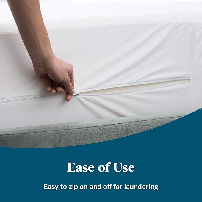 LUCID Zippered Mattress Encasement – Waterproof Twin XL Size Mattress Protector – Fits Mattresses 6 to 18 Inches with Secure Elastic – Shields All 6 Sides – Quiet cover – White