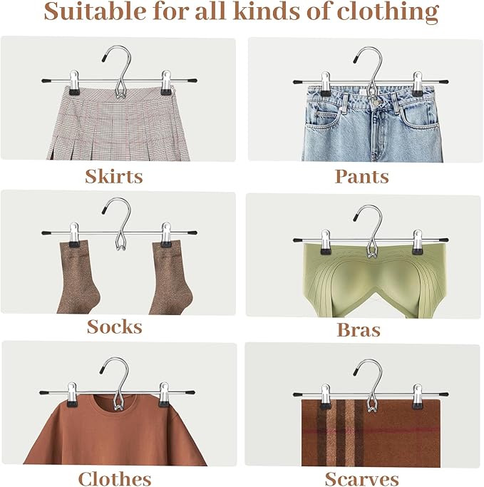 Pants Hangers Space Saving,Stackable Skirt Hangers with Clips, Hanging Closet Organizer and Storage,Clothes Hangers, College Dorm Essentials Apartment Essentials- 8 Pack - Image 6