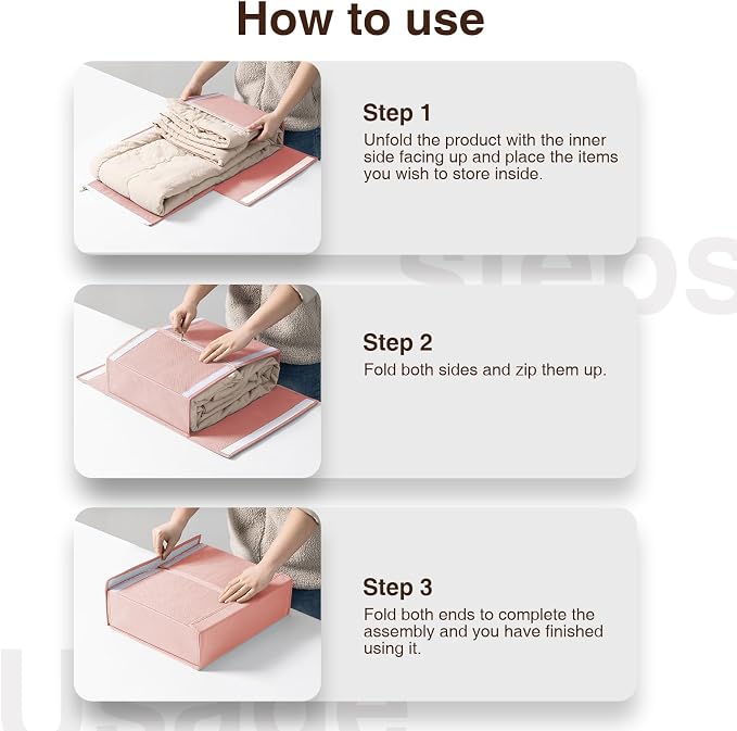 DIMJ Bed Sheet Organizers and Storage 6 Pack - Foldable Sheet Holder for Linen Bedding Storage Box for organization, Sheets Set Holder for Blanke, Towel (King & Queen Size), Pink - Image 4