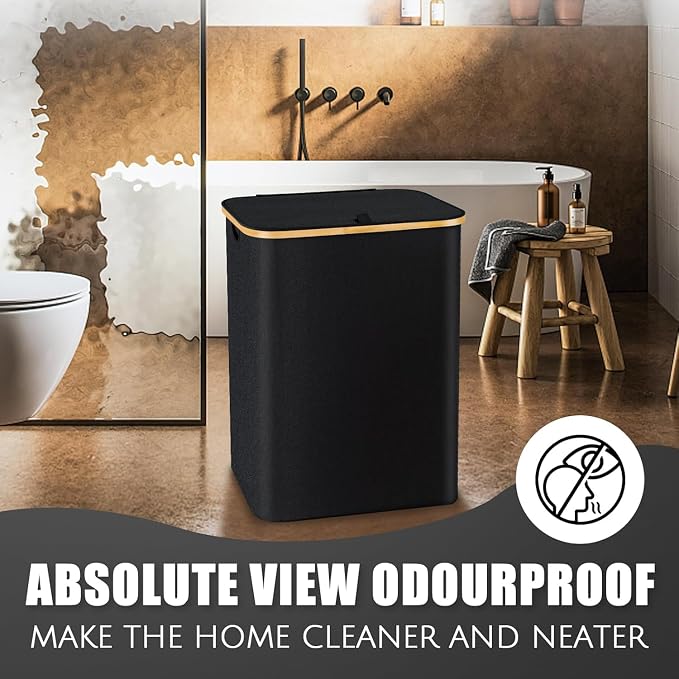 Hampers for Laundry Basket with Lid, 160L Extra Large 3 Section Clothes Divided Organizer for Bedroom, Laundry Room, Dirty Clothing Hamper, Black - Image 7