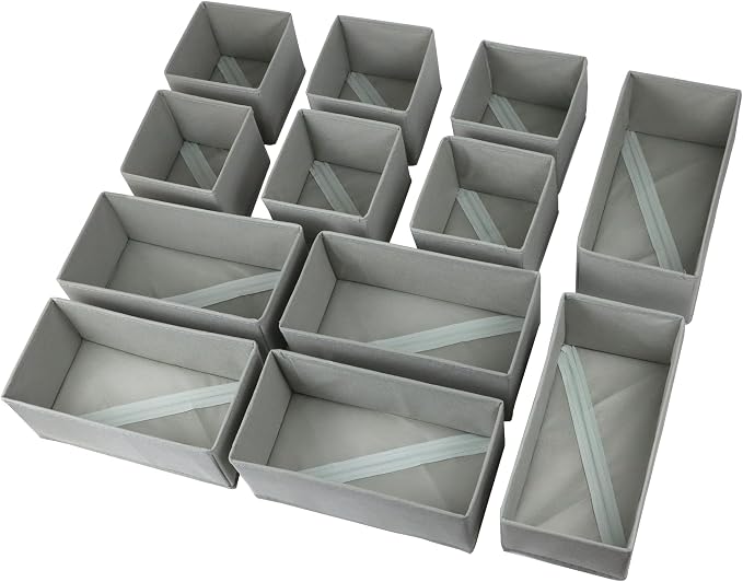 Fordonral Drawer Organizer Clothes, Foldable Fabric Dresser Organizer Closet Organizers and Storage Box for Underwear,Folded Clothes,Baby Clothing,Socks,Bra,Towels,Ties(6M+6S,Gray) - Image 6