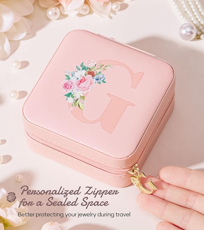 Enthralite Travel Jewelry Box for Girls: Traveling Jewelry Case Gift for Women - Mini Organizer for Necklaces Earrings Pink G - Image 5