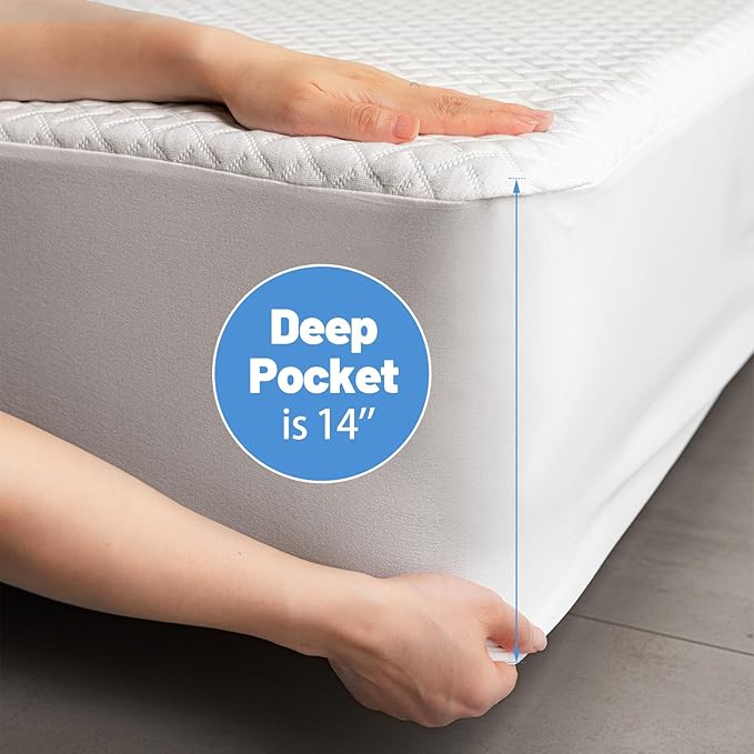 Premium Bamboo Mattress Protector – Full Size, Waterproof, & Ultra Soft Breathable Noiseless Washable Bed Mattress Cover for Comfort & Protection MC02FULL-T