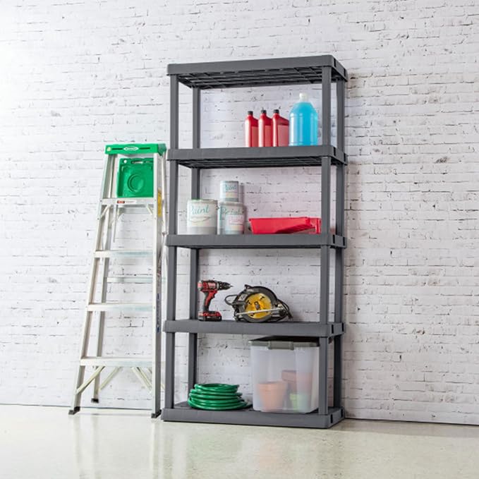 Sterilite 4-Pack 5 Shelf Unit, Heavy-Duty Shelving Storage Rack for Home and Garage, Gray - Multipurpose Plastic Organizer Shelves for Smart Organization - Image 7