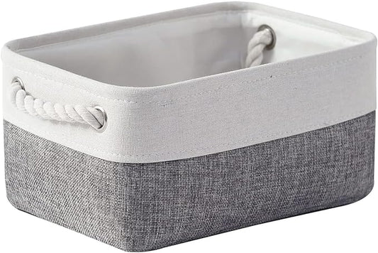 TheWarmHome Organization and Storage Basket for Shelves - 12x8x5.2 inch 1 Pack Fabric Storage Cubes, Collapsible Storage Bins for Closet Organizer Gift Cloth Toy (White & Grey) by TheWarmHome