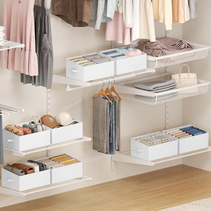 DIMJ Closet Storage Bins 8 Pack - Fabric Storage Baskets for Shelves, Large Clothes Organizers with Handles, Trapezoid Shelf Organization Storage Cubes for Purse, Toys, Books, Towel, Clothes - Image 5