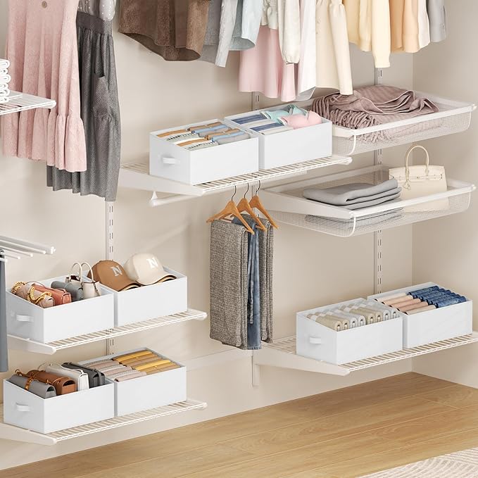 DIMJ Closet Storage Bins 6 Pack - Fabric Storage Baskets for Shelves, Large Clothes Organizers with Handles, Trapezoid Shelf Organization Storage Cubes for Purse, Toys, Books, Towel, Clothes - Image 5