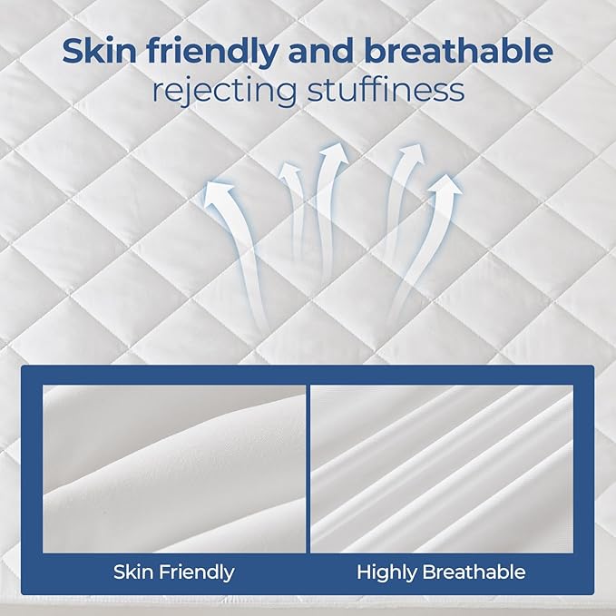 EXRUBY Queen Waterproof Mattress Pad - 100GSM Quilted Mattress Protector with Diamond Pattern - 8-20" Extra Deep Pocket Fitted Cover - Breathable& Noiseless