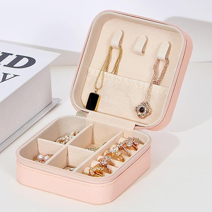 Travel Jewelry Case 2 Pack Mini Travel jewelry Box Portable Organizer Women Girls Gift Box for Rings Earrings Necklaces Bracelets - Image 3