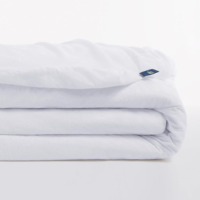 Serta Soft Top Mattress Cover, 60" x 80" Odor-Preventing and Stain-Resistant Waterproof Mattress Protector, 18" Elastic Deep Pocket for Secure Fit, Queen Mattress Pad, White